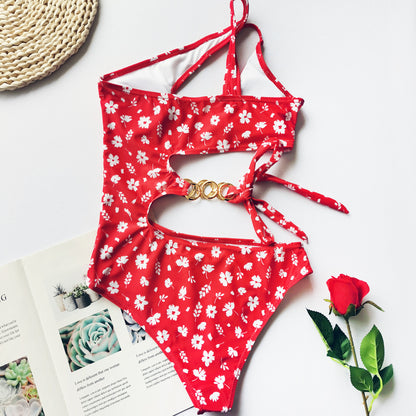 Bikini Red Floral Pezzo Unico