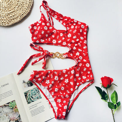 Bikini Red Floral Pezzo Unico